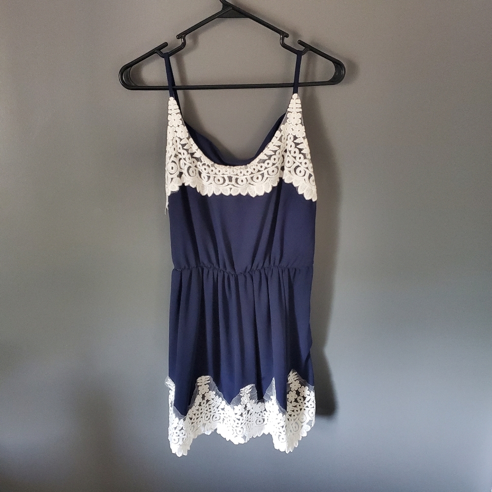 Dark blue with lace mini dress